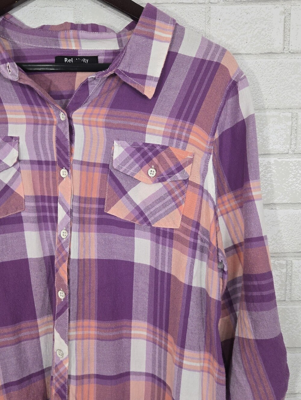 Relativity flannel print button down - Picture 3 of 13